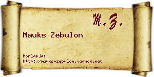 Mauks Zebulon névjegykártya
